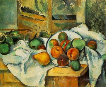 Serviette de table et fruits Paul Cézanne Nature morte impressionnisme Peinture à l'huile